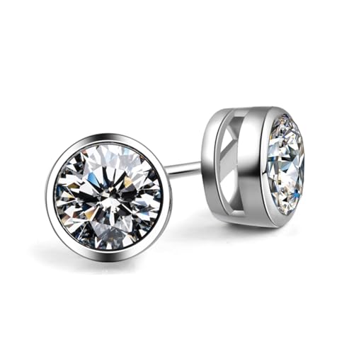 AMDXD Pendientes de oro blanco de 18 quilates Au750 para mujer, joyas de oro auténtico, creado en laboratorio, pendientes clásicos de diamante para mujer, corte brillante, oro de 18 quilates, Oro