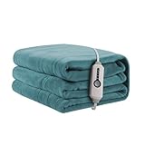 Heated Electric Blanket 62'x84' Twin Size, Soft Coral Fleece Electric Blanket with 4 Heating Levels & 10 Hours Auto-Off,Fast Heating, Warm Cozy, Machine Washable for Home & Office - Teal