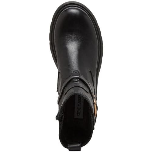 Steve Madden Women's Colletta Ankle Boot, Black Leather, 9.5