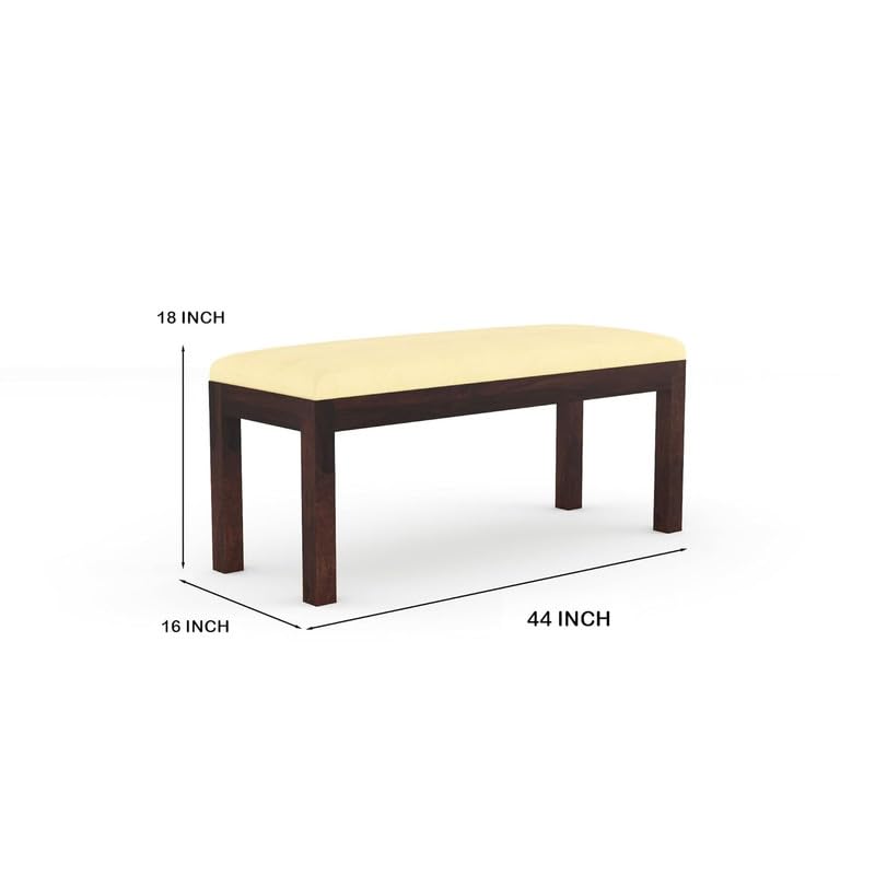 Image of Furniture Solid Sheesham Wood 6 Seater Dining Table Set with 4 Cushioned Chairs and Bench | Wooden Six Seater Dinner Table Set for Living Room, Kitchen, Dining Area and Home (Walnut Finish)