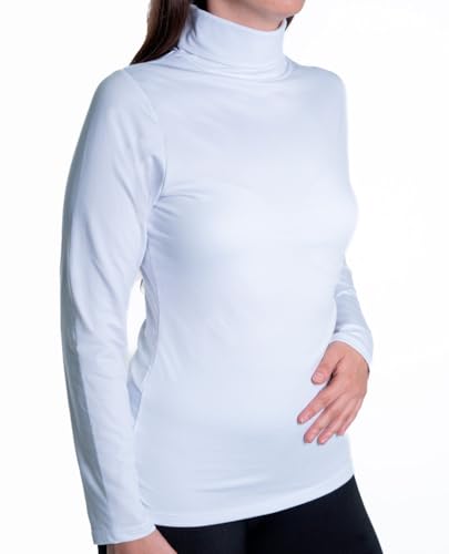 HEATGUARD Camiseta térmica Mujer Cuello Alto y Manga Larga | Ropa Interior térmica Transpirable y Entallada (FR/ES, Letras, M, Regular, Regular, Blanco)