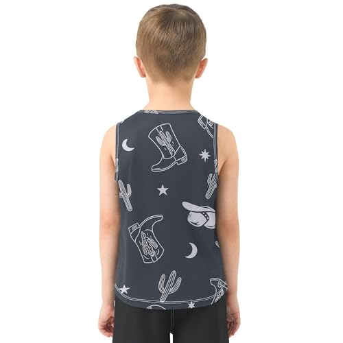 JUNZAN Western Style Boys Tank Tops Sleeveless Casual Vest Tees Comfy Summer Basic Soft Workout Outfits for Workout Swim 3T3