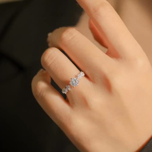 Awmnjtmgpw 925 Sterling Silver Inlaid Round Octagonal Zircon Zircon Fashion Wedding Ring Engagement Eternal Diamond Ring Exquisite Love Diamond Opening Stackable Adjustable Ring #TOP2