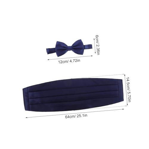 Juego de corbata moño, fajín y pañuelo azul para hombre miniatura 2