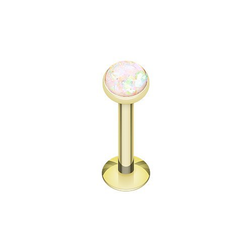 WildKlass Jewelry Golden Opal Glitter Shower Dome Gold Plated 316L Surgical Steel Labret Monroes (16G 5/16