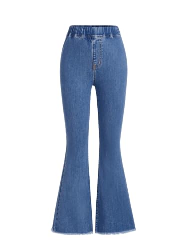 Floerns Girl's Elastic High Waist Flare Leg Denim Pants Bell Bottom Casual Jeans