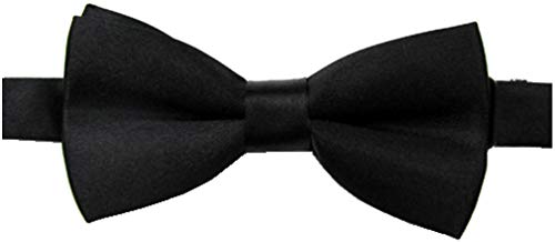 EachWell Solid Color Rayon Boys Kids Adjustable Bow tie Holiday Party Dress up Black