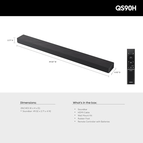Speakers Samsung Q-Series Soundbar HW-QS90H 7.1.2ch All-in-One Soundbar w/Built-in Woofers, Wireless Dolby Atmos, Q-Symphony, Convertible Fit, SpaceFit Sound Pro, Game Mode Pro, Alexa Built-in (2026 Model) SmartThings Compatible Speakers Samsung Q-Series Soundbar HW-QS90H 7.1.2ch All-in-One Soundbar w/Built-in Woofers, Wireless Dolby Atmos, Q-Symphony, Convertible Fit, SpaceFit Sound Pro, Game Mode Pro, Alexa Built-in (2026 Model) SmartThings Compatible