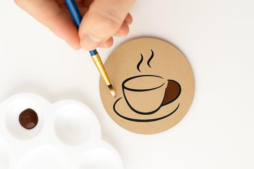 Image of DIY Wooden Coaster Set of 6 with Stand - Lasercut Cup Design | Paintable MDF Coasters for Art & Craft, Home Decor, and Gifting (DIY Cost 004)