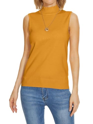 Image of INKOFF Sleeveless Mock Neck Turtleneck Knit Tops Women Dressy Casual Sweater Vest Business Work Tank