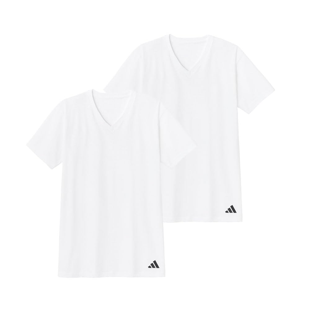 【ブラックフライデー】【40%OFF】【1,443円】 アディダス メンズ インナートップス 綿100% 天竺編み Vネック Tシャツ 2枚組