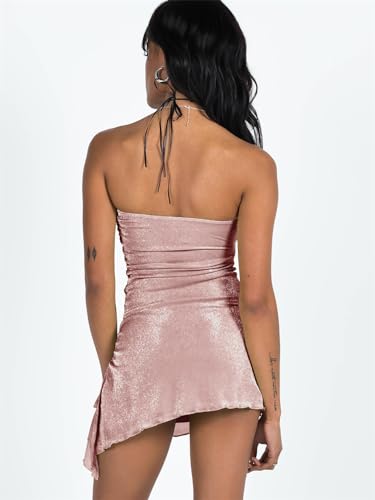 Image of Women's Sparkly Strapless Dress: Summer Glitter Sexy Short Tube Top Dress - Bodycon Mini Party Outfits 2401