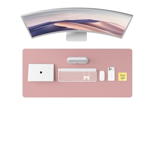 YSAGi Leather Desk Protector, Office Mat, Large Mouse Mat, Non-Slip PU Leather Blotter, Laptop Pad, Waterproof Writing Pad for Office and Home (Pale M