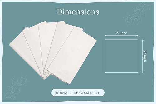 Image of Bread Towels for Proofing Cover - 100% Organic Cotton Bread Cloth for Rising - Breathable Tea Towel for Bread Making - Unbleached Baking Towels - Bread Basket Cloth Napkin - 27 inchx27 inch (Natural - 5 Pack)