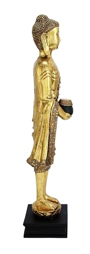 Escultura Decorativa Buda Polystone Dorado 16x11x54 pulgadas miniatura 2