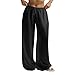 ZEFOTIM Trousers 2025 with Pocket Low Rise Black Straight Leg Drawstring Elastic Dress Running Workout Y2k Work Resort Wear for Women 2025 Khaki Pants for Work Sweatpants Women Wide Leg Black XXL