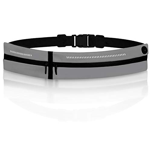 MATEPROX Riñonera Deportiva para Mujer/Hombre, Riñonera Running de Gran Capacidad con Banda Elástica Ajustable, Impermeable Riñonera, para Trotar, Ciclismo, Escalada y al Aire Libre Actividades-Gris