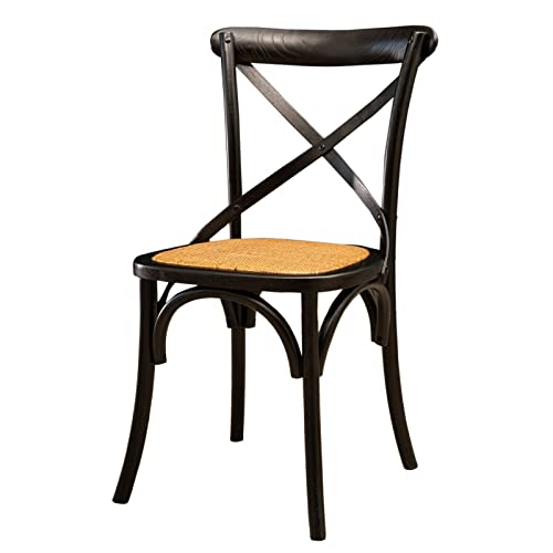 Biscottini Chaises de salle à manger bois massif 86x42x46 cm - Chaise cuisine et salon en rotin - Chaises en bois d'extérieur et intérieur - Chaise noire Cross