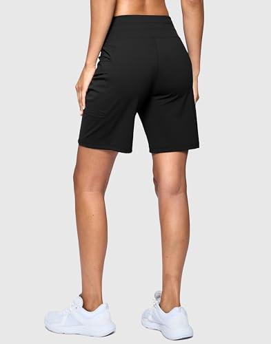 Women's 7" Athletic Hiking Long Shorts with Side Pockets High Waisted Stretchy Bermuda Shorts for Women Workout Casual3