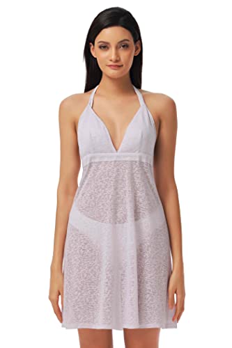 Lucky Brand Burnout Cuello Halter Vestido Salida de baño, Jardín Blanco/Opulento, L para Mujer Cover