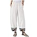 Sólida Patchwork Lino Pantalones irregulares para mujer, de algodón, color negro, Blanco, XXL