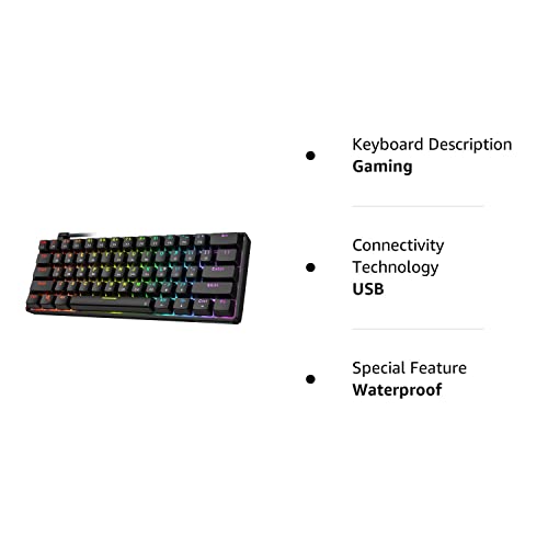 Punkston Th61 60% Mechanical Gaming Keyboard,Rgb Backlit Wired Ultra-Compact Mini Mechanical Keyboard Full Keys Programmable Black #TOP7