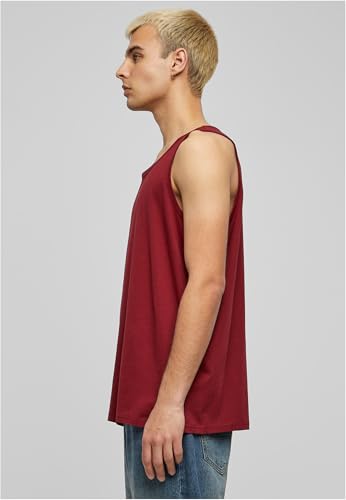 Build Your Brand Camisetas sin Mangas Hombres, Adulto, Rojo, XL