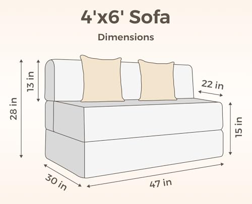 Image of uberlyfe Basics 2 Seater Sofa Cum Bed | Jute Fabric Washable Cover | Olive Green | 4' X 6' Feet