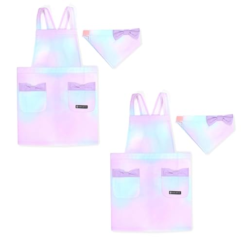 COLORFUL CANDY STYLE バッククロス子どもエプロン(100〜120cm) 撥水ノーアイロン オーロラカラー 2枚セット 女の子 かわいい 子供用 子供 エプロン 三角巾 セット キッズエプロン 幼児 小学生 可愛い かわいい おしゃれ 小