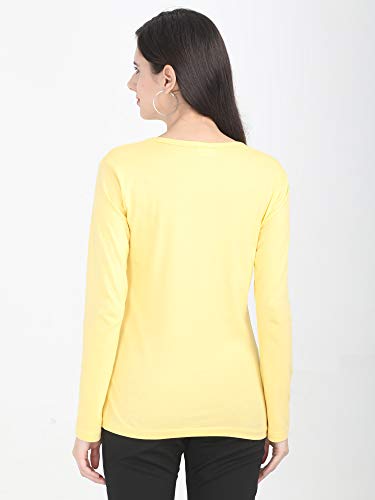 Image of FLEXIMAA Women's Cotton Plain Round Neck Full Sleeve T-Shirt