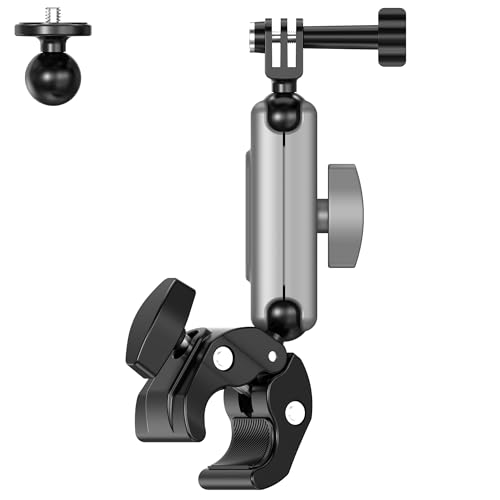 Image of Sounce Camera Clamp Handlebar Bike Mount 360 Double Ball Head Magic Arm with 1 /4 inch-20 Thread for Motorcycle /Monitor /Canon /Nikon /DSLR /Gopro /LED Lights /Ronin-M /Ronin MX /Freefly (Clamp), Black