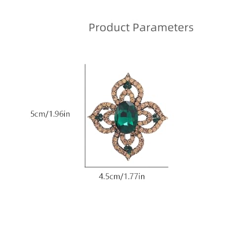 Image of Antique Crystal Brooch Pin for Women Men Vintage Rhinestone Art Deco Flower Clover Boho Victorian Brooches Lapel Pins Elegant Dress Accessories Wedding Birthday Jewelry