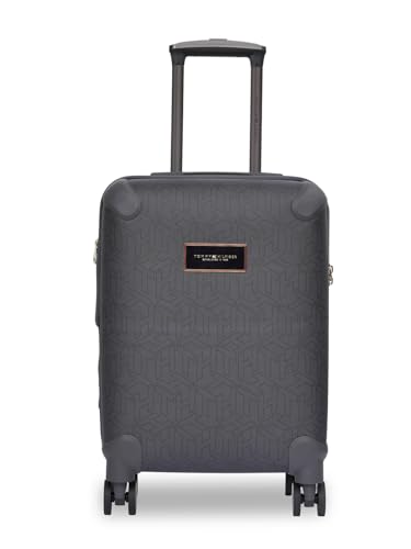 Image of Tommy Hilfiger Jazz Cabin Soft Luggage - Grey|Check-in Trolley Bag with TSA Lock | 360 Spinner Double Wheels | Telescopic Handle | Expandable | Polyester Shell Suitcase | 42L Capacity | 56cm