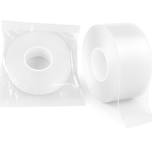 Heavy Duty Double Sided Mounting Tape - 10ft Clear Removable Adhesive Strips for Wall Pictures Decor - Damage Free Reusable Nano Technology