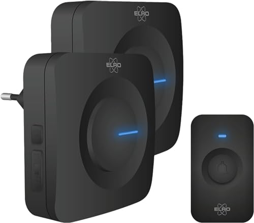 ELRO DB3000 Juego de Timbre Inalámbrico - con 1x Receptor a Batería + Receptor con Enchufe/Plug-In - Negro