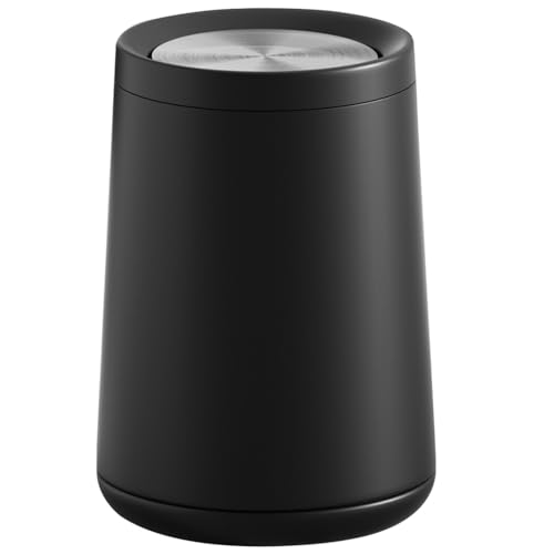 Image of 10 L /2.6 Gallon,Matte Black Bathroom Trash Can,Metal Garbage Can with Flipping Lid,for Bathroom, Living Room,Bedroom,Hotel,Office, Laundry Room (Black)