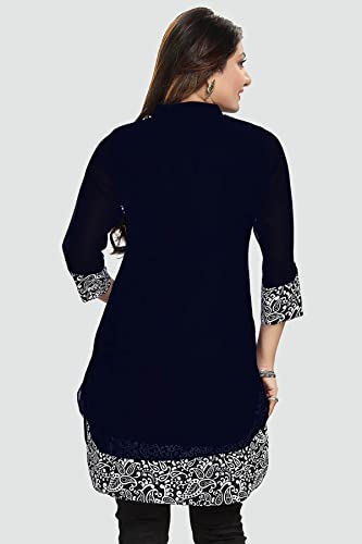 Image of Keshubaba Women's Short Tunics with Neckline Embroidery |Kurti Tops | Short Kurti | Short Kurti for Women | Short Kurti for Girls