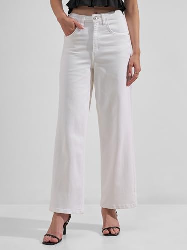 Image of Tokyo Talkies Wide Leg Jeans |Flared |Baggy Jeans|Blue White & Black|Loose Fit