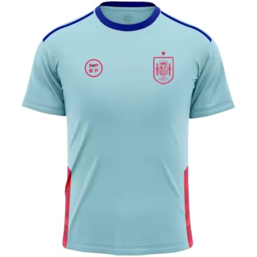 Selección Española Camiseta Adulto Entrenamiento Azul Eurocopa Champions City | Manga Corta | Tejido Transpirable Deportivo | Unisex - Talla L