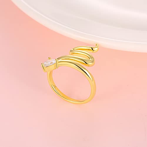 925-Sterling-Silver Snake Ring For Women - Cute Open Adjustable Ring Plated With Shiny White Gold/18K Gold,Whether You Snakes Lovers Or Not,Personalized Fashion Jewelry Is Worth Having #TOP5