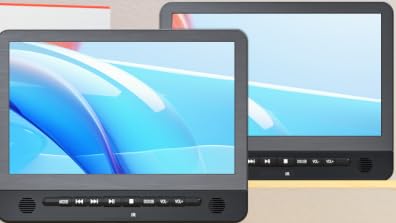 Image of 12.5" Dual Portable DVD Players for Car Headrest, Desobry Car DVD Player Dual Screen Play a Same or Two Different Movies with 5-Hour Rechargeable Battery
