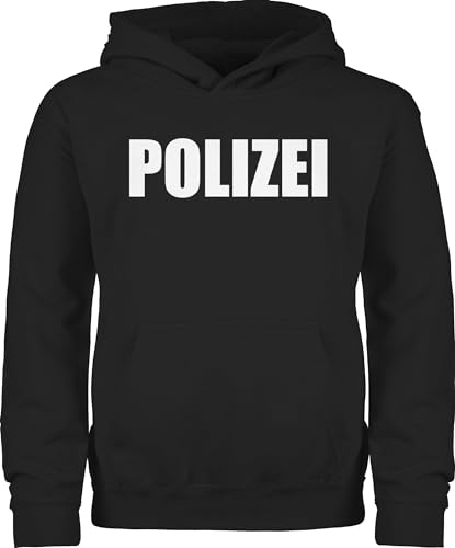 Shirtracer Kinder Hoodie Jungen Mädchen - Karneval & Fasching - Polizei I Polizeiuniform I Polizist I Polizeikostüm I SEK Polizistin I Police I SWAT - 140 (9/11 Jahre) - Schwarz - Oberteil