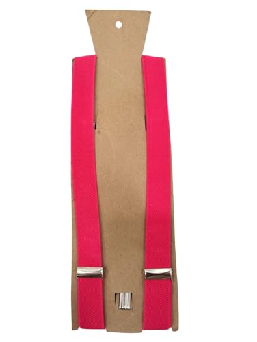 Image of BookMyCostume Pink Suspenders for Kids & Adults|Adjustable Elastic Y-Back Belt for Fancy Dress Costumes,Theme Parties,Dance Costume,School Functions & Stage Shows|Unisex Clip-on Suspenders Accessory