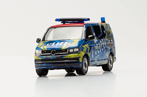 herpa 096348 Volkswagen T6 Bus Polizei Sachsen-Anhalt Infomobil Car Miniature Models Small Model Collectible Detailed Multi-Colour - Image 4