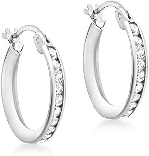 Carissima Gold Women's 9 ct Gold Cubic Zirconia 16 mm Single Row Channel Set Creole Earrings