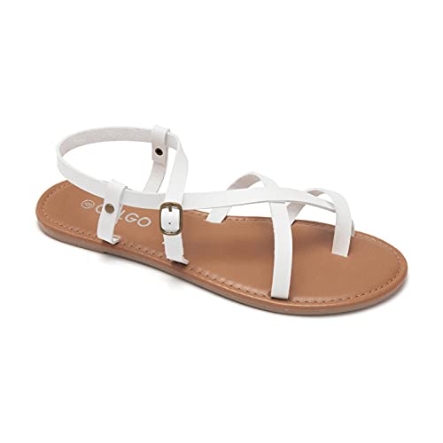 Image of Colgo Women's Summer Strappy Flat Sandals, Adjustable Casual Fisherman Sandal with Open Toe Slingback Gladiator Sandals
