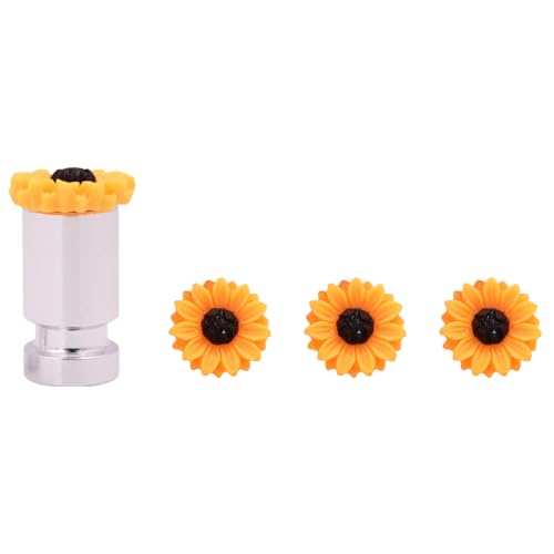 4-Pack Handmade Sunflower Schrader Valve Stem Caps, Vibrant Car & Bike Accessory, Unique Driver Gift, Cute Tire Decor, Novelty Wheel Accent, Universal Fit for Schrader Valves