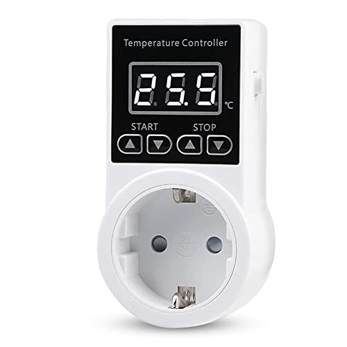 Laxyy - de termostato con sensor, de control de temperatura digital, interruptor de temperatura impermeable, enchufe de la UE