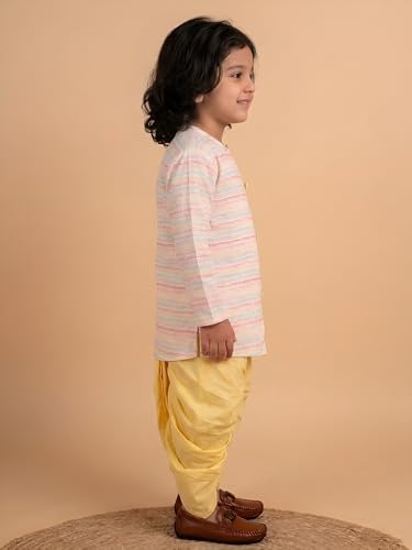 Image of POLKA TOTS Pure Cotton Traditional Dhoti Kurta Set for Baby Boys, Toddlers & Kids | Soft and Breathable Cotton Ethnic Dress for Festivals and Weddings | Traditional Elegant Indian Festive Clothing