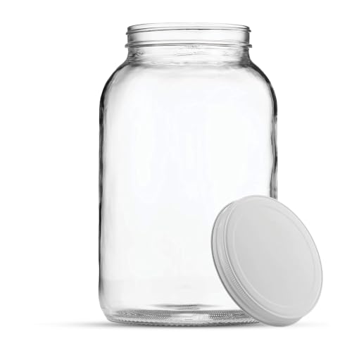1 Gallon Glass Jar with Lid | Wide Mouth Food Storage and Fermentation Jar